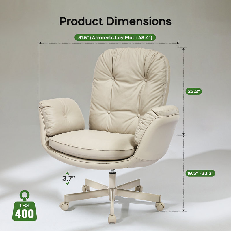 Criss Cross Chair with armrest，Cross Legged Chair with wheels, Cream, Cream