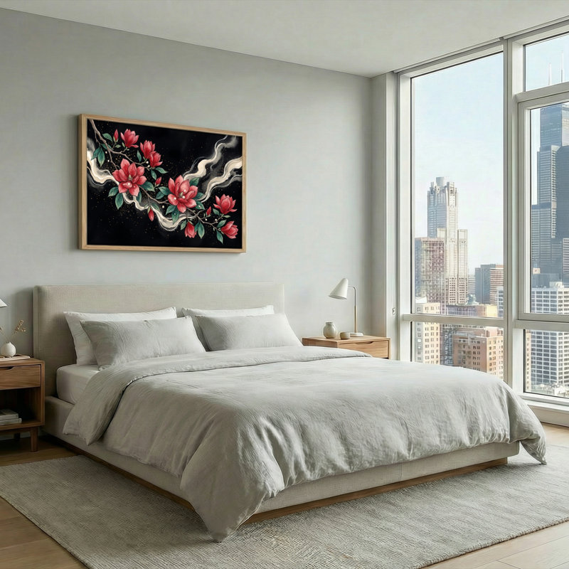 Ensemble de 1 tableau sur toile « Nuit florale », 18"H x 24"W, Natural