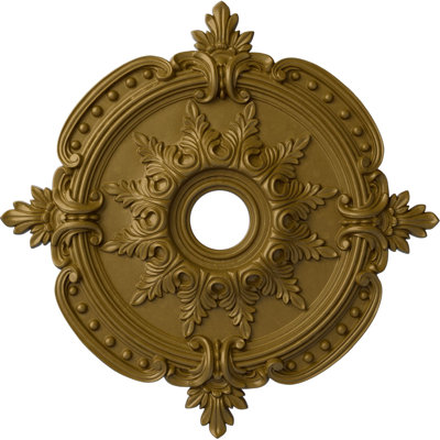 Endurathane Benson Classic Ceiling Medallion, 28 3/8"OD x 3 3/4"ID x 1 5/8"P (Fits Canopies up to 6 1/2"), Hand-Painted Gold Finish