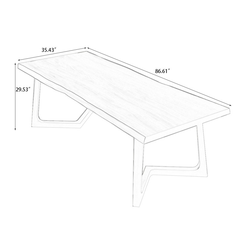 Table de salle à manger en bois massif noisette, H 29,53 po x L 86,61 po x l 35,43 po