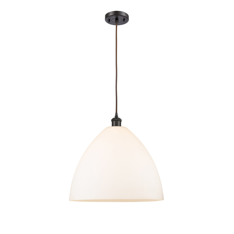 Haruka 1 - Light Single Pendant, White, 18.75" H x 16" W x 16" D, Oil Rubbed Bronze