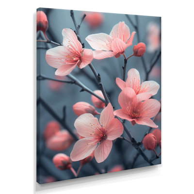  «Fleur de cerisier monochrome dans le vent IV - Art mural fleur de cerisier
