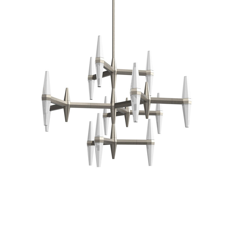 Prism 28" Three-Tier Chandelier - Satin Nickel