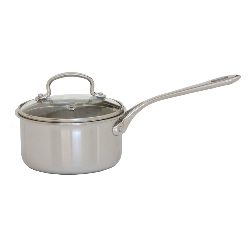7-Piece Stainless Steel Tri-Ply Cookware Set with Glass Lids