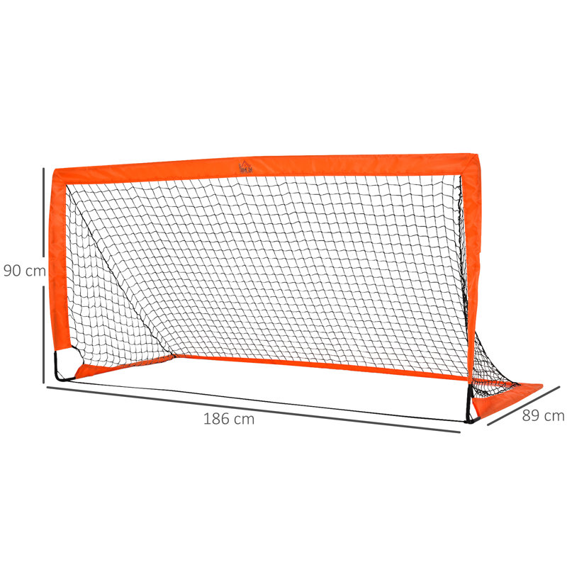 HOMCOM Steel Football Net with Carrying Case, Orange/Black
