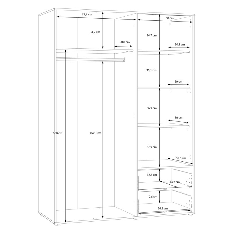 Tasharra 3 Door Manufactured Wood Wardrobe