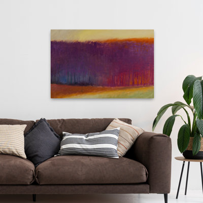 Lumière du soleil à travers et support d'arbres - paysages contemporains fuchsias art