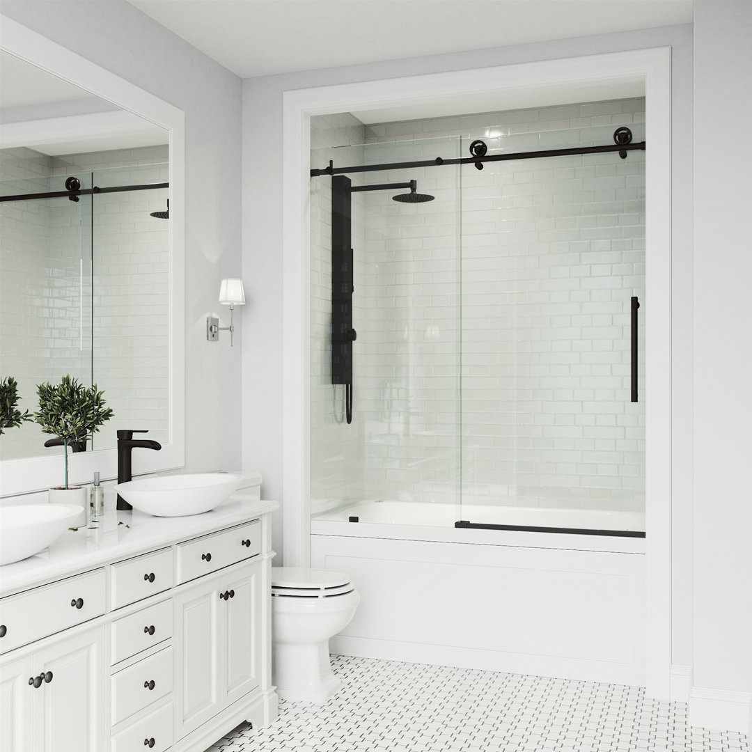 Cass 56-60" W x 66" H Sliding Frameless Tub Door with 3/8" Clear Glass VIGO 