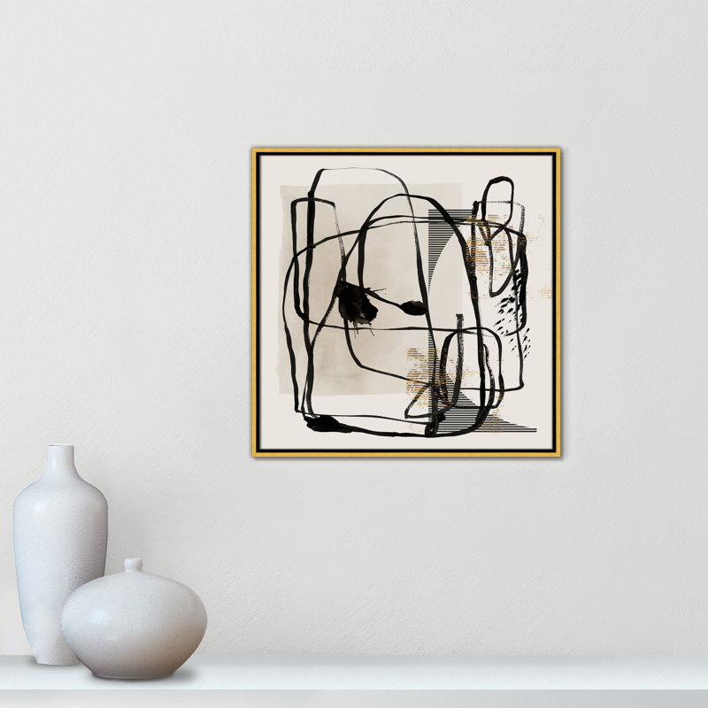 «Blot I» par Isabelle Z, Toile avec cadre, L 25,5 po x H 25,5 po, Flotteur doré