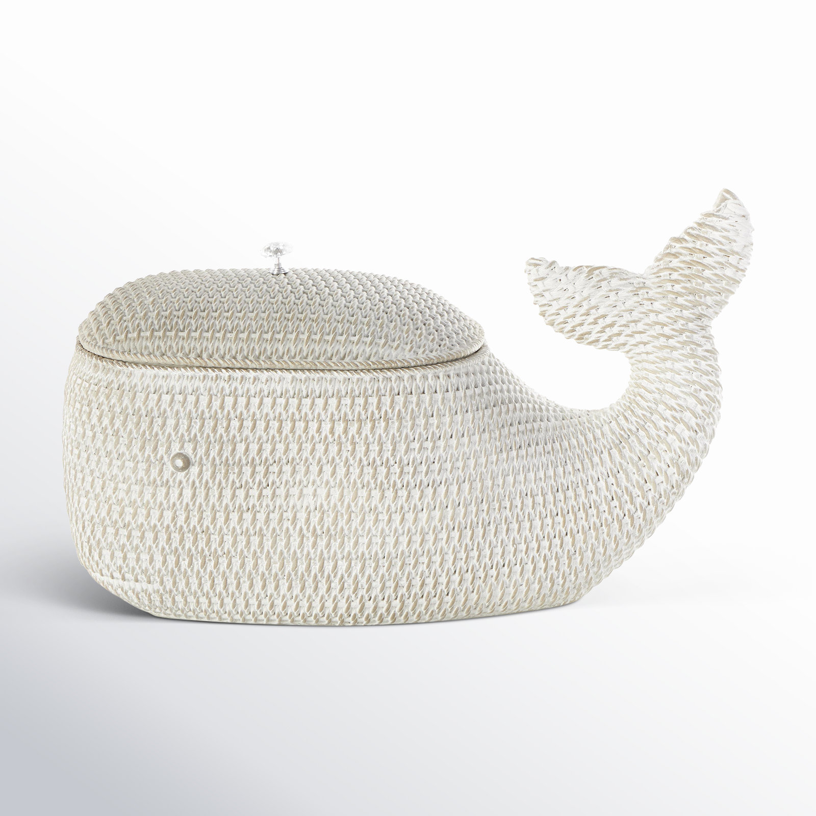 Cole And Grey Resin Woven Inspired Storage Whale Decorative Box With Clear Knob