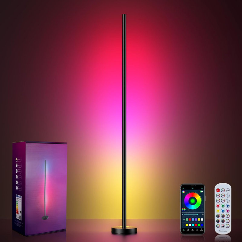 LED Corner Floor Lamp - 16 Million DIY Colors, 68+ Scenes, Music Sync, App & Remote Control