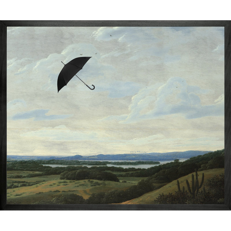 Umbrella In The Wind by Young And Battaglia - Single Picture Frame Print on Canvas
