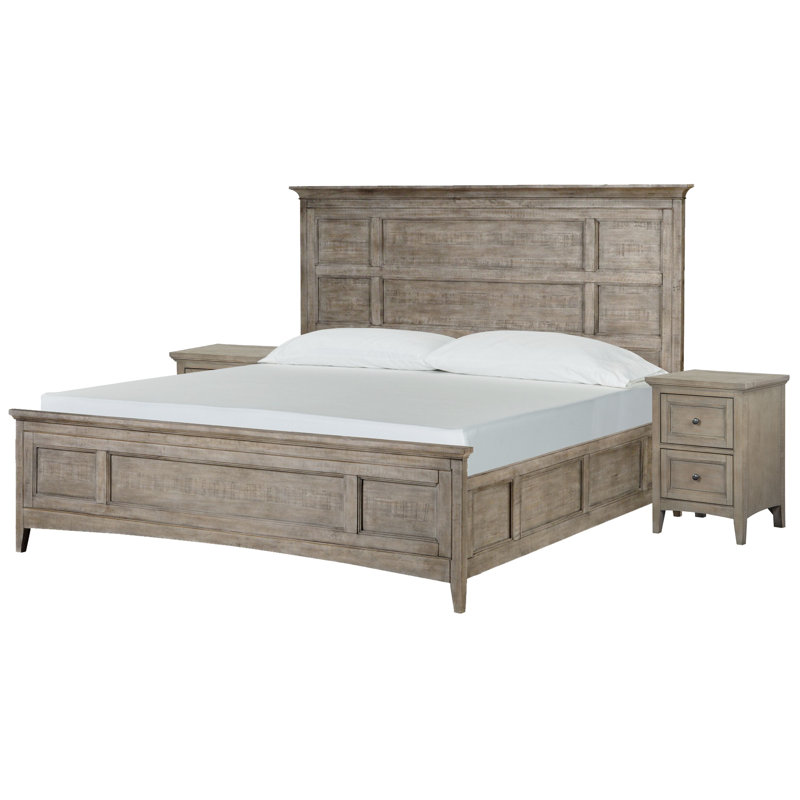 Queen Panel Bed With 2 Small Nightstands, 3 Pcs: Bed, 2 Nightstands, Queen