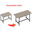 Structure de table de salle à manger rétractable peu encombrante Structure en métal d'aspect bois gris moderne équipée de bancs et de tabourets pour 4 à 8 utilisateurs Structure polyvalente à assemblage rapide Assemblage rapide