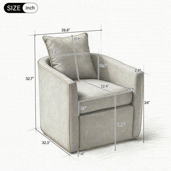 Latitude Run® 360° Swivel Bouclé Accent Chair, Modern Barrel Club Chair ...