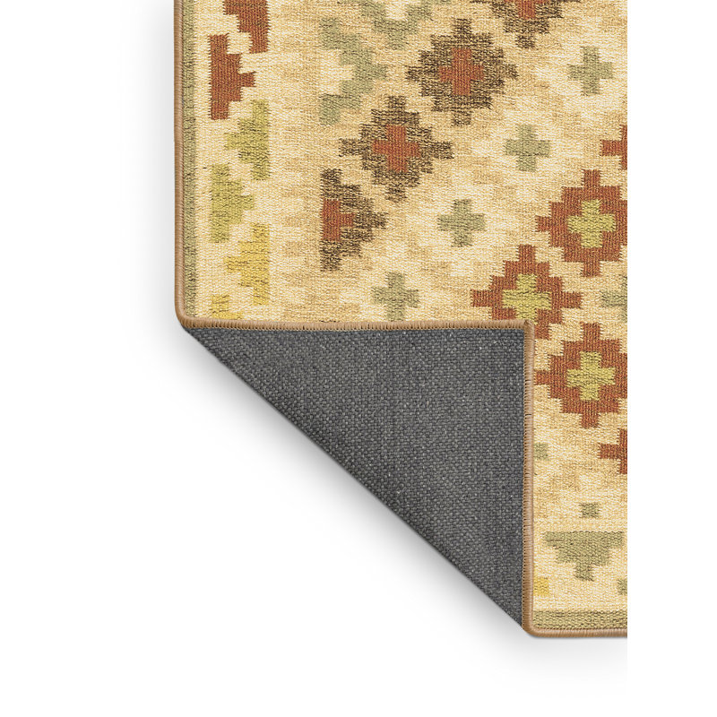 Tapis rouge / brun en laine tissé à la machine Dniel Southwestern, Rectangle 5 pi x 7 pi