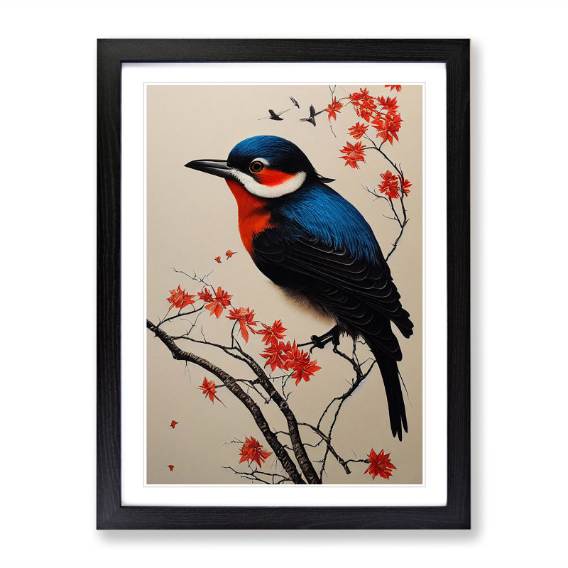 Attractive Bird - Single Picture Frame Print, 64cm H x 46cm W x 2cm D, Black Framed