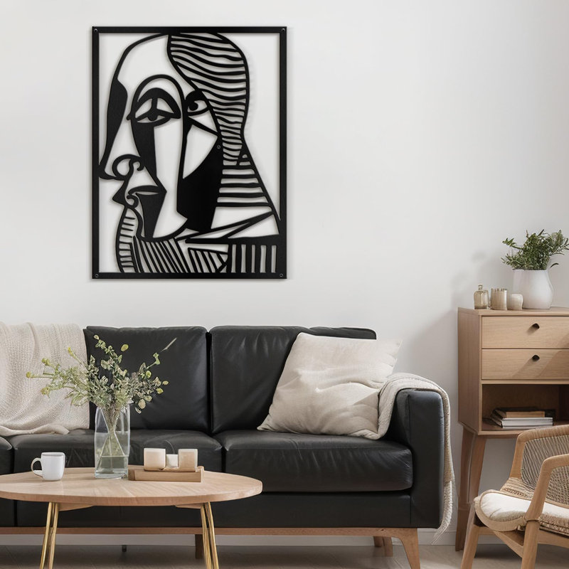 Décoration murale en métal, Noir, H 36 po x l 36 po x P 0,05 po