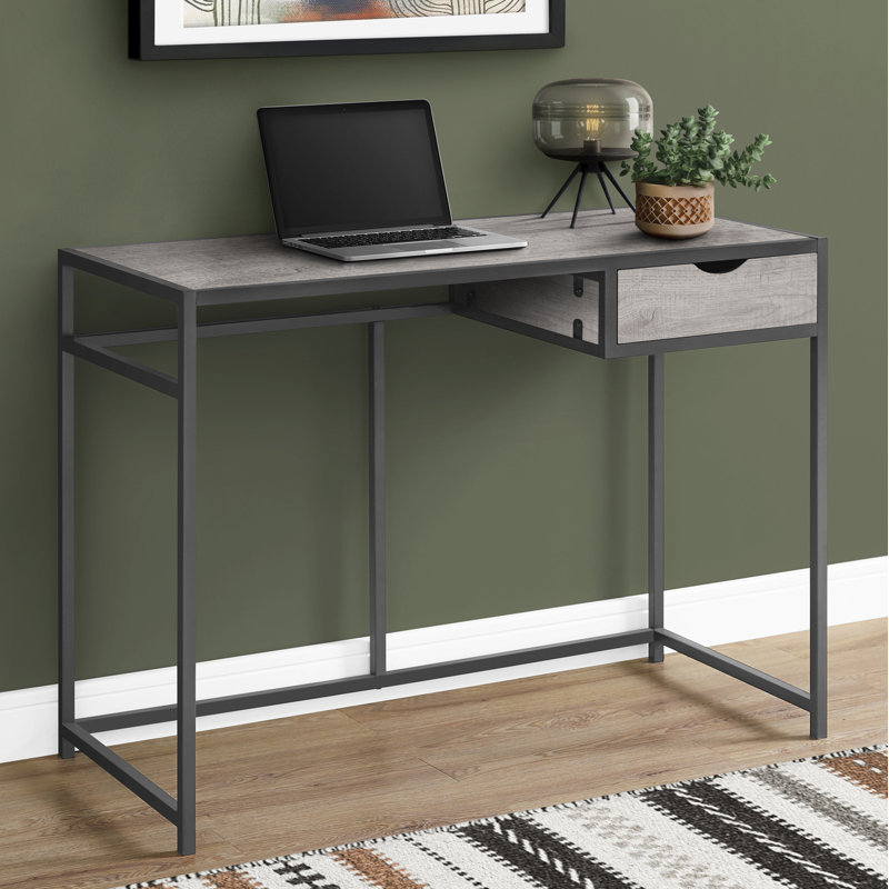 42" Metal Computer Desk, Light Gray/Black