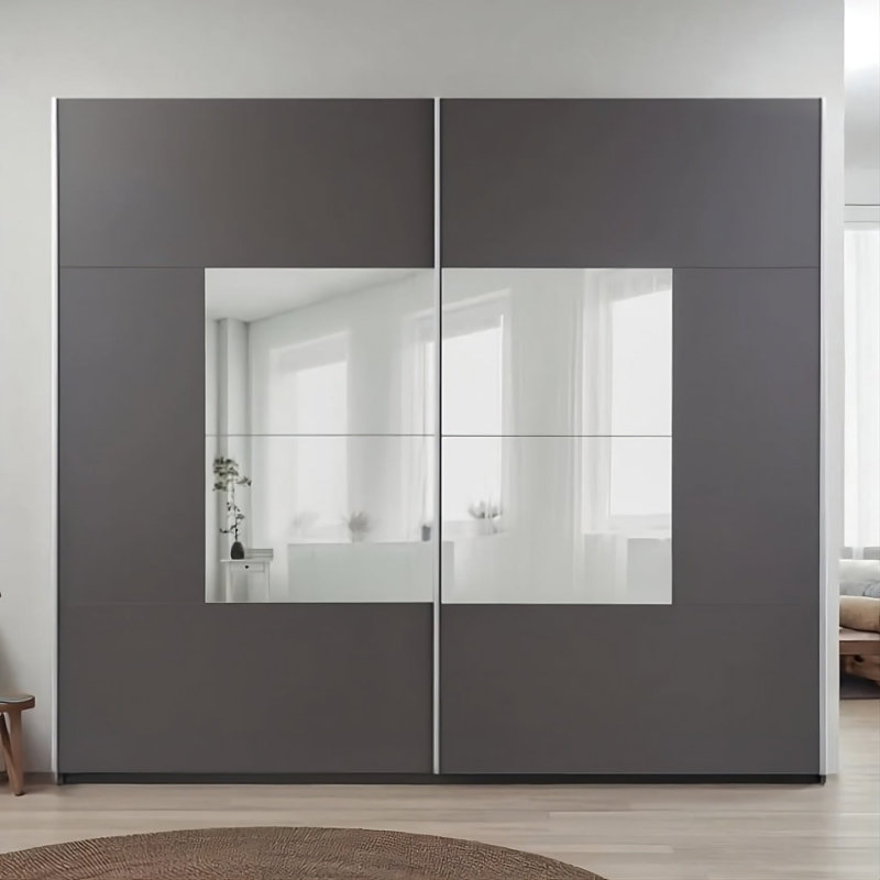 Manufactured Wood Wardrobe, 215xm H x 250cm W x 65cm D, Grey