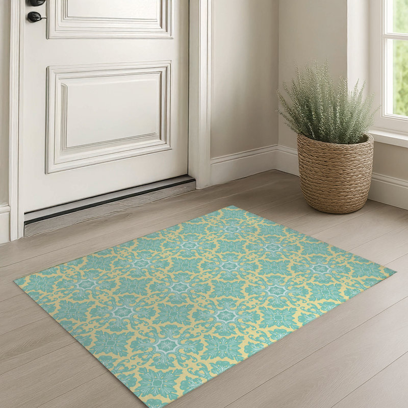Paillasson Damask, Vert / Jaune, L 36 po x L 60 po