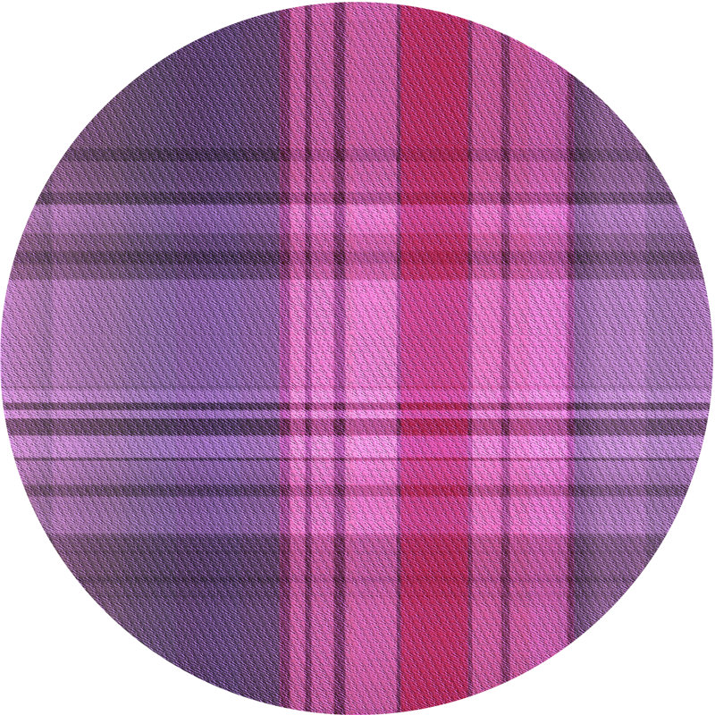 Tapis mauve à motif écossais en laine, Rond 5 pi