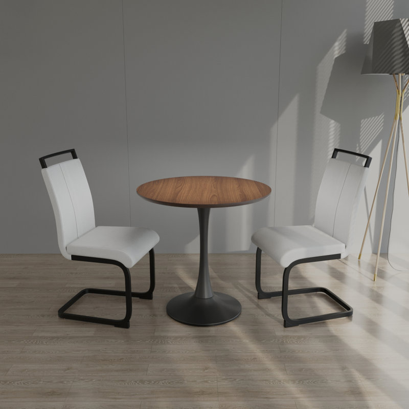 Table de salle à manger 31,5 pouces, noire, tulipe, unité centrale blanche, chaises à pieds en métal, tulipe de petite surface, table ergonomique pour 2 à 4 personnes