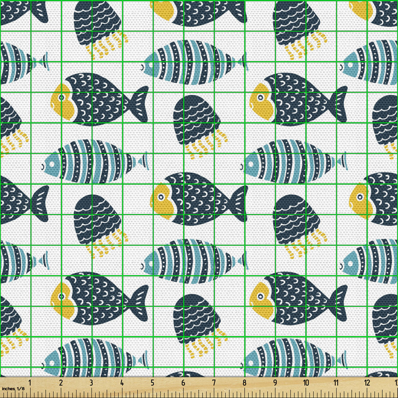 Chianti Animal Print of Fish and Jellyfish Multi-Purpose Fabric