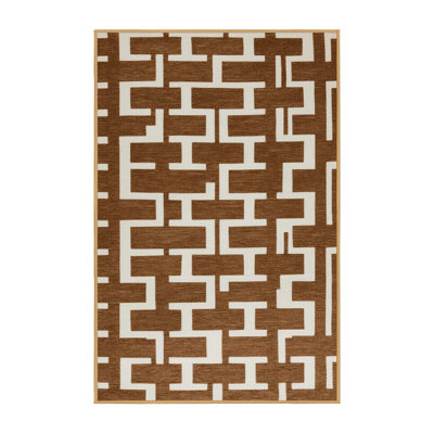 Machine Washable Trellis Brown Area Rug