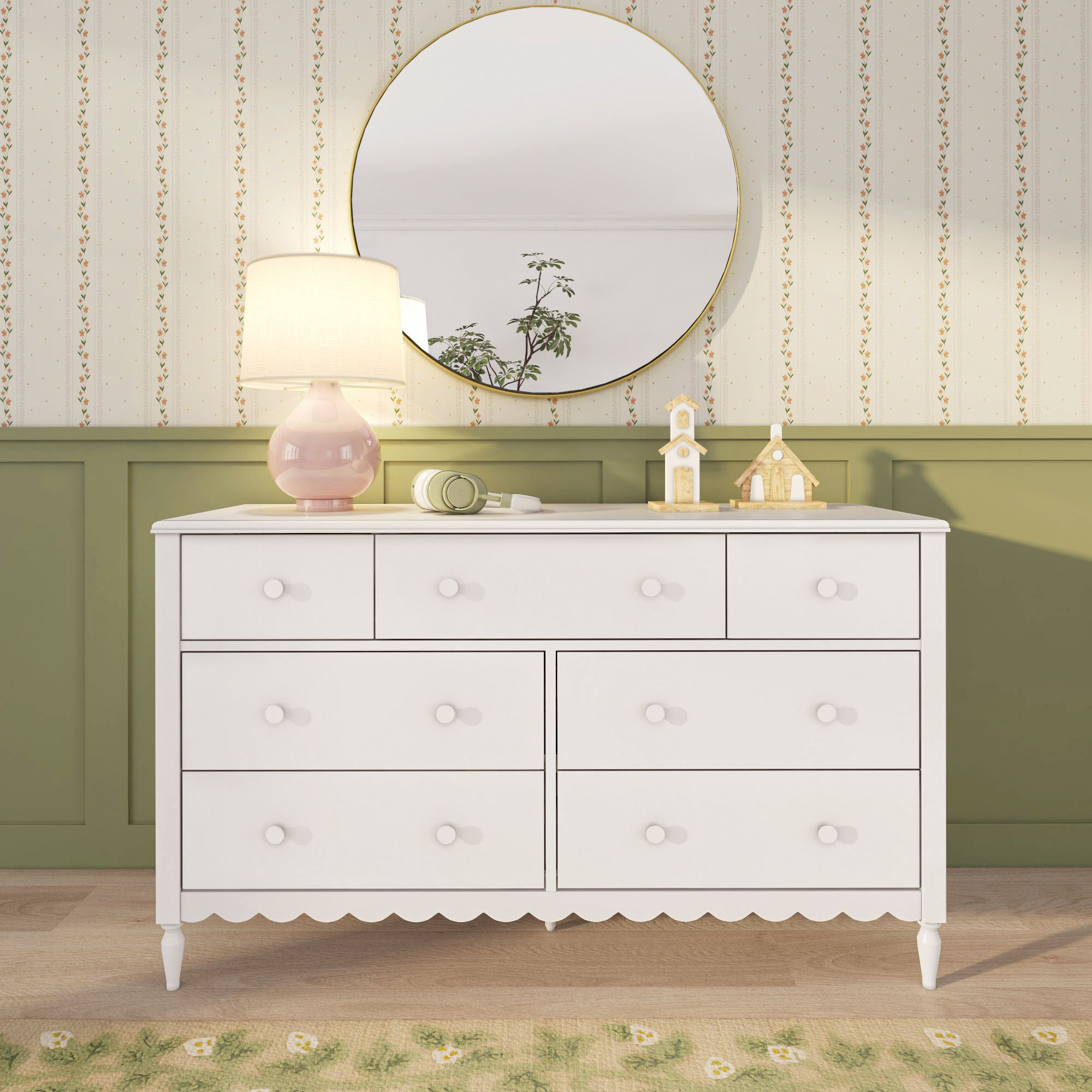 Charlotte 7 Drawer Dresser, Pecan, Linen White
