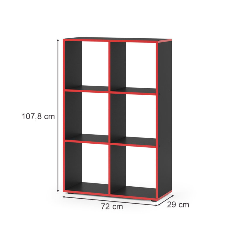 Bonell 107.8cm H x 72cm W Cube Bookcase, Black/Red