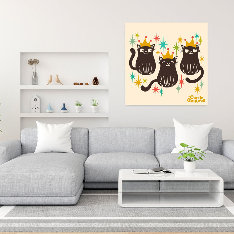 Art contemporain rétro, art de chat, H 36 po x l 36 po