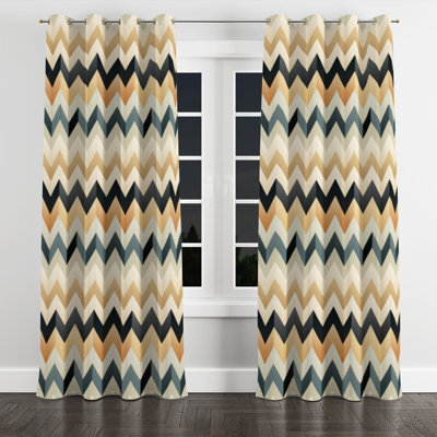 Ivoire Boho Accents Chevron III - Rideau occultant avec œillets Glam - 1 panneau