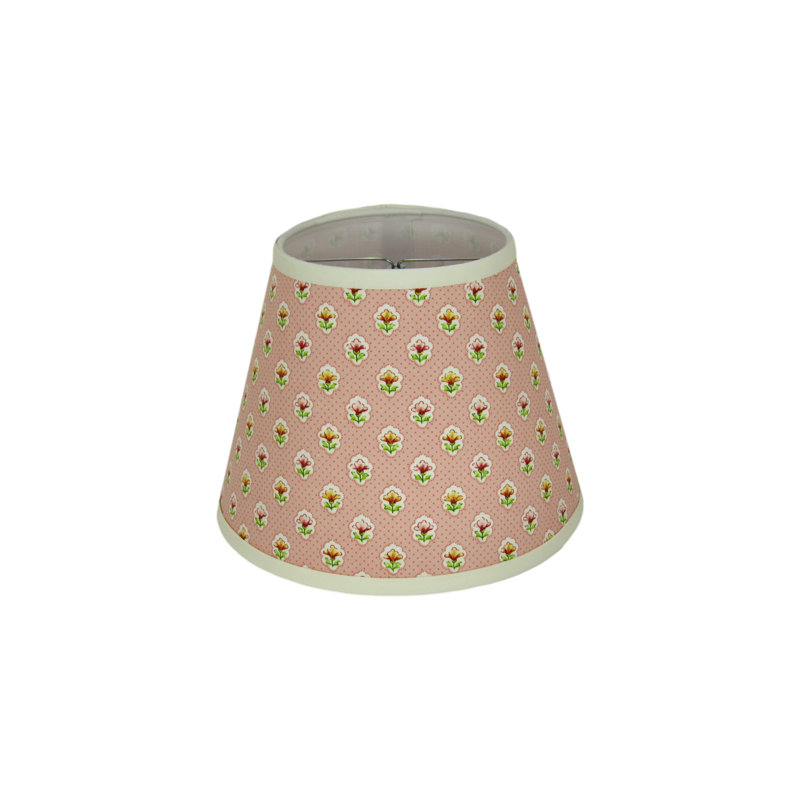 Abat-jour à pince à imprimé floral rose, H 7 po x l 8 po x P 8 po