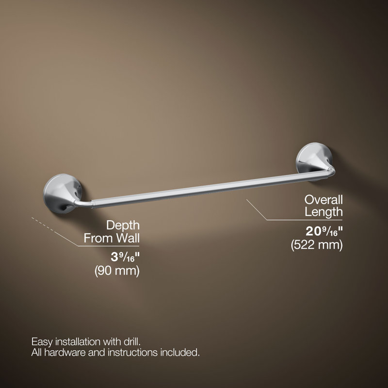 Tone Towel Bar, Polished Chrome, 18"W