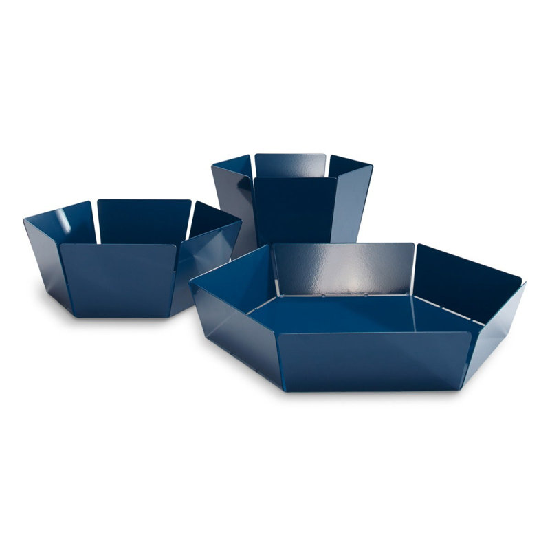 2D:3D Metal Decorative Bowl, Space Blue, 4" H x 10.1" W x 10.1" D
