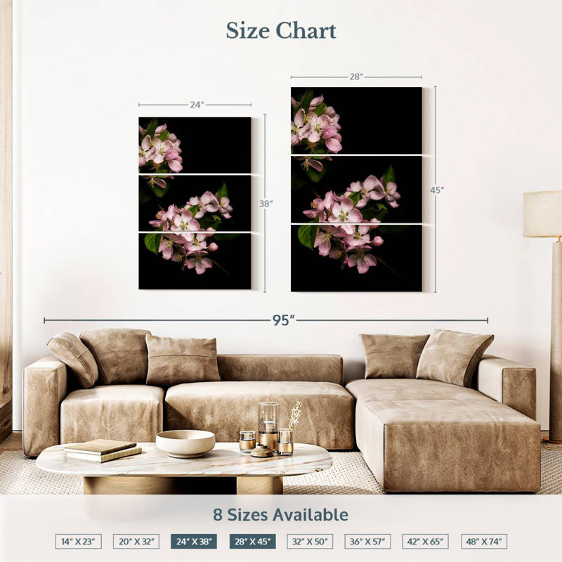 Silky Apple Blossom Flowers, 38" H x 24" W