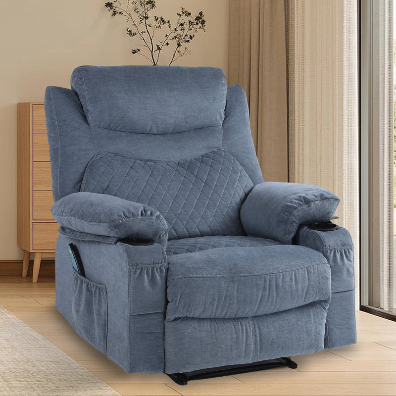 Fauteuil inclinable manuel standard de 36,43 po, Velours bleu