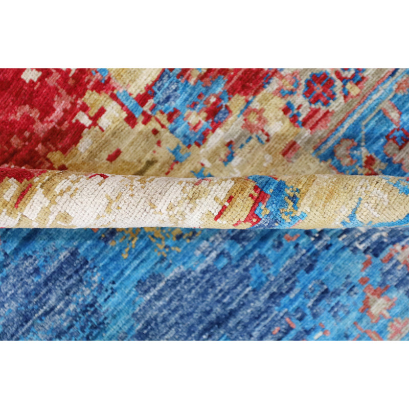 Hand Knotted Wool Area Rug in Multi