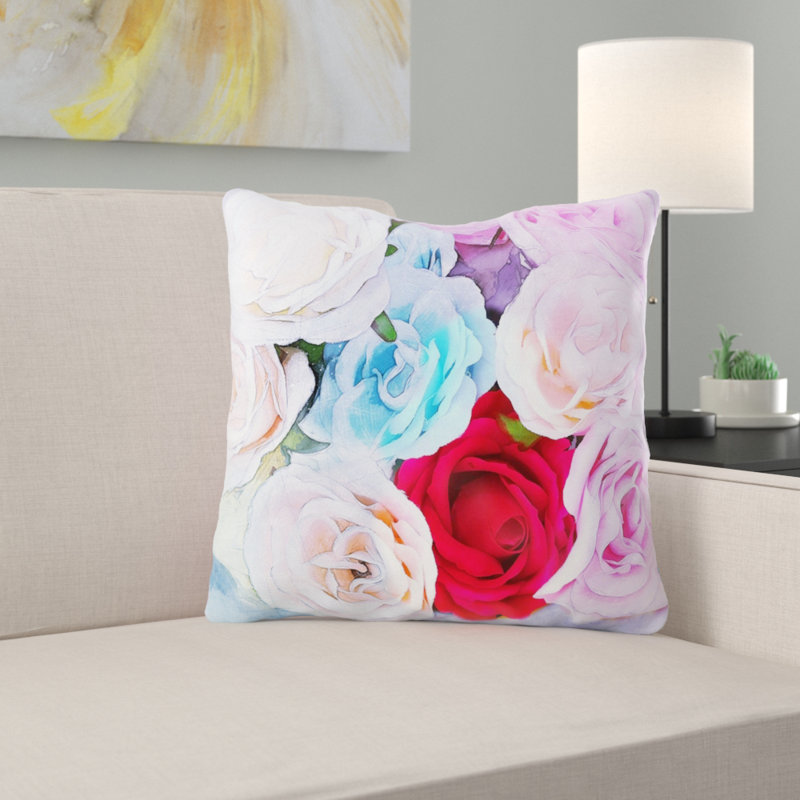 Housse et insert de coussin carré d'extérieur Marchetti Flowers, Microsuède, Intérieur