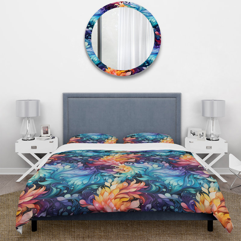 Ensemble de housse de couette Watercolor Charm Paisley, Housse de couette pour grand lit et 2 taies décor