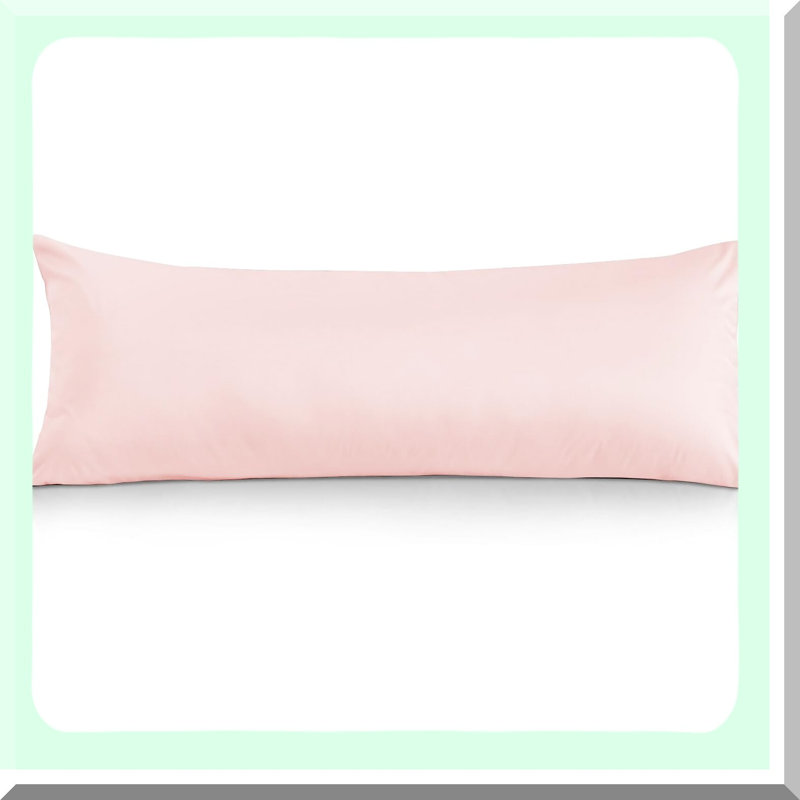 Luxury Cotton 600TC Body Pillow Cover - Blush Pink Zippered Case - Hotel Quality 20x54 Pillowcase - Soft & Breathable Fabric - 1 Piece