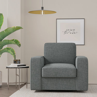 Modern Upholstered Sofa For Single, Rotatable Arm Chair With Thick Cushion And Removable Backrest, Comfy Lounger For Small Apartment, Dorm, Or Guest R by Ebern Designs