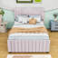 Lit plateforme double en velours avec lit gigogne-255166080