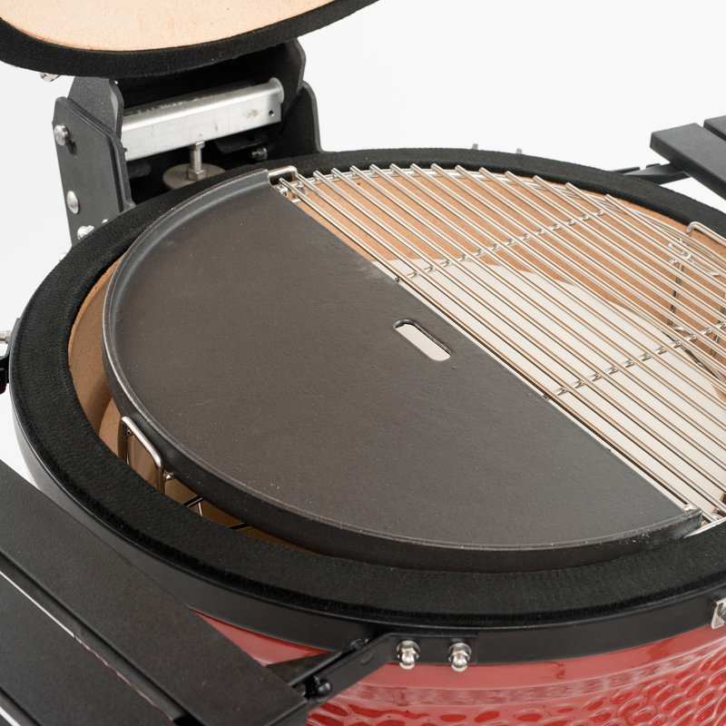 Kamado Joe Half Moon Cast Iron Reversible Grill Griddle ClassicJoe, 9" H x 18" W x 0.8" D