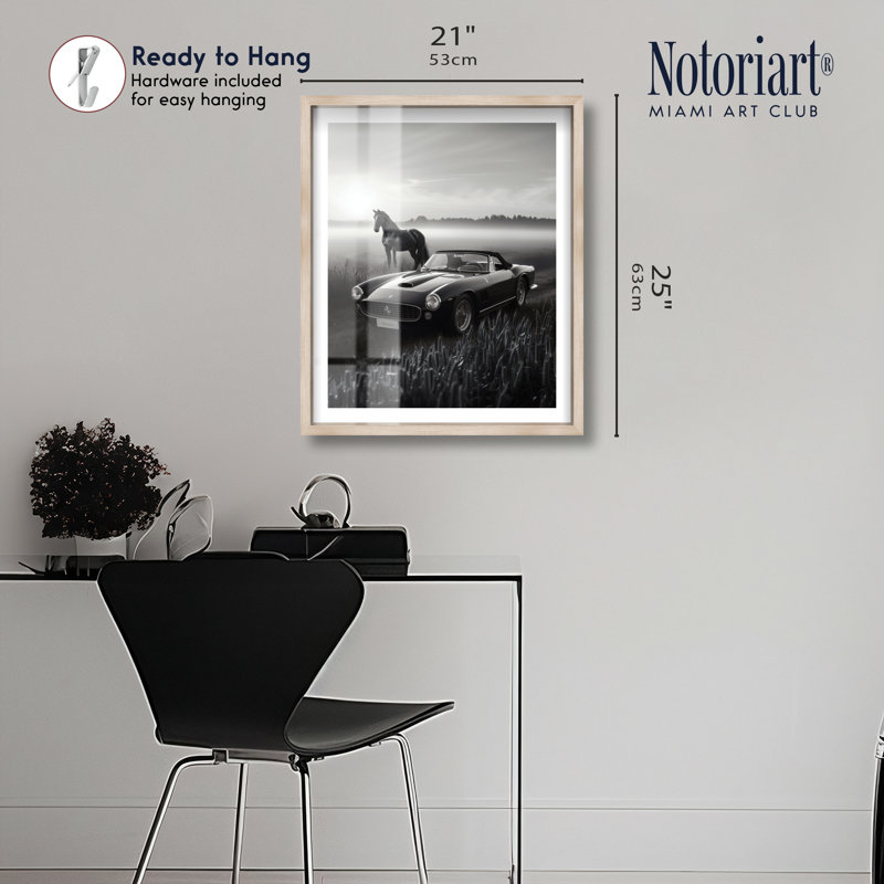 Art mural monochromes majestueux Shadowbox par Notoriart, cadre en chêne naturel, 20 x 24, 25"H x 21"W, Natural Oak Frame