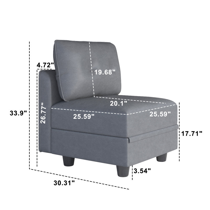 Repose-pieds en tissu Tomario, Similicuir gris