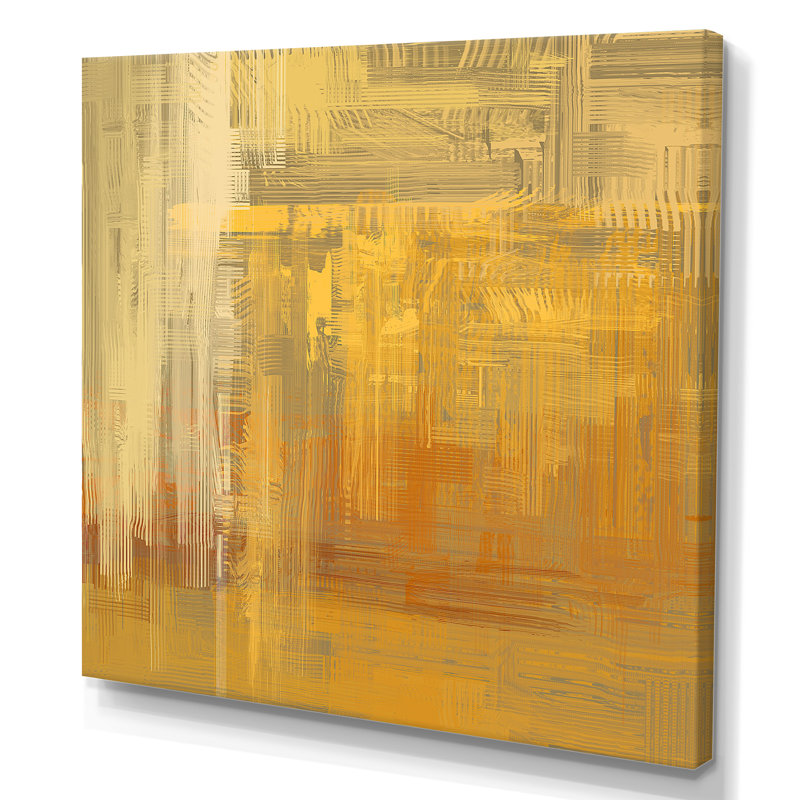 «Yellow and Gray Grunge Frozen Art II», reproduction d'art sur toile encadrée, H 16 po x l 16 po x P 1 po, Toile tendue
