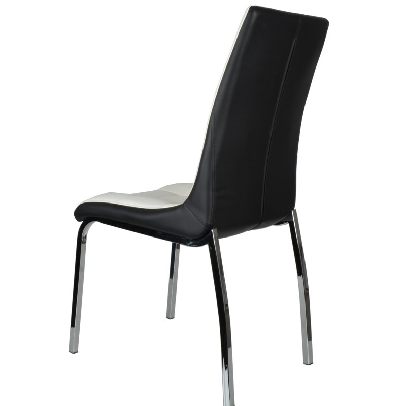 Chaise de salle à manger rembourrée Hullinger, Noir / Blanc