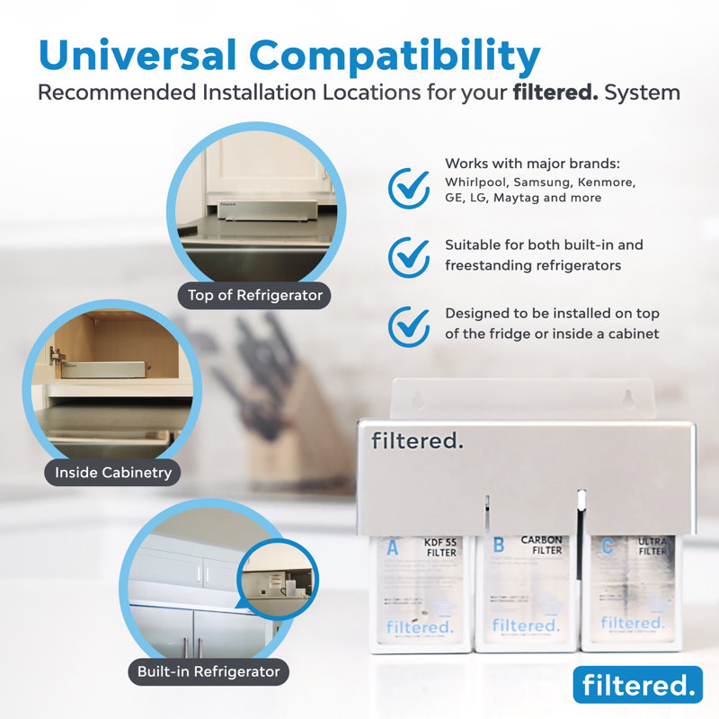 Filtre à eau universel en ligne pour réfrigérateurs et machines à glaçons - installation en 5 minutes, filtration à grande capacité pour l'eau propre et la glace